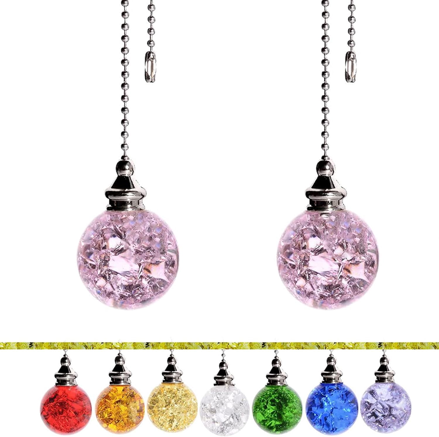 2Pcs Crystal Ceiling Fan Pull Chain, Ceiling Fan Pull Chain Extender ...