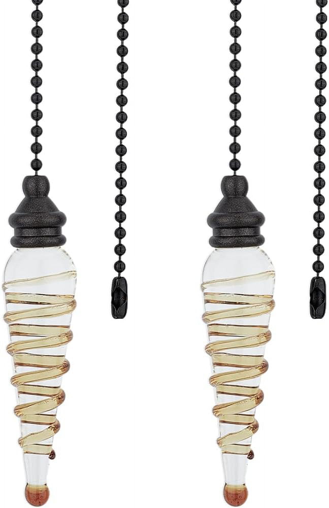 2-Pack Crystal Ball Pull Chain Pendant – Antique Bronze Finish, Crackled Glass, For Ceiling Fans & Lights