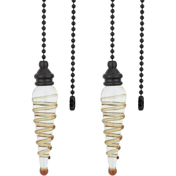 2Pcs Crystal Ceiling Fan Pull Chain Set 15 Inches Decorative Glass Beaded Ball Pull String Ornament Pendant Extension Chains for Ceiling Light Lamp Fan Chain Extender Yellow