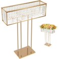 thumbnail image 1 of 2Pcs Crystal Chandelier Flower Stand 43in Gold Wedding Centerpiece with Hanging Crystals Round Pedestal Vase for Party Decor StageTable Arrangements (Gold), 1 of 9