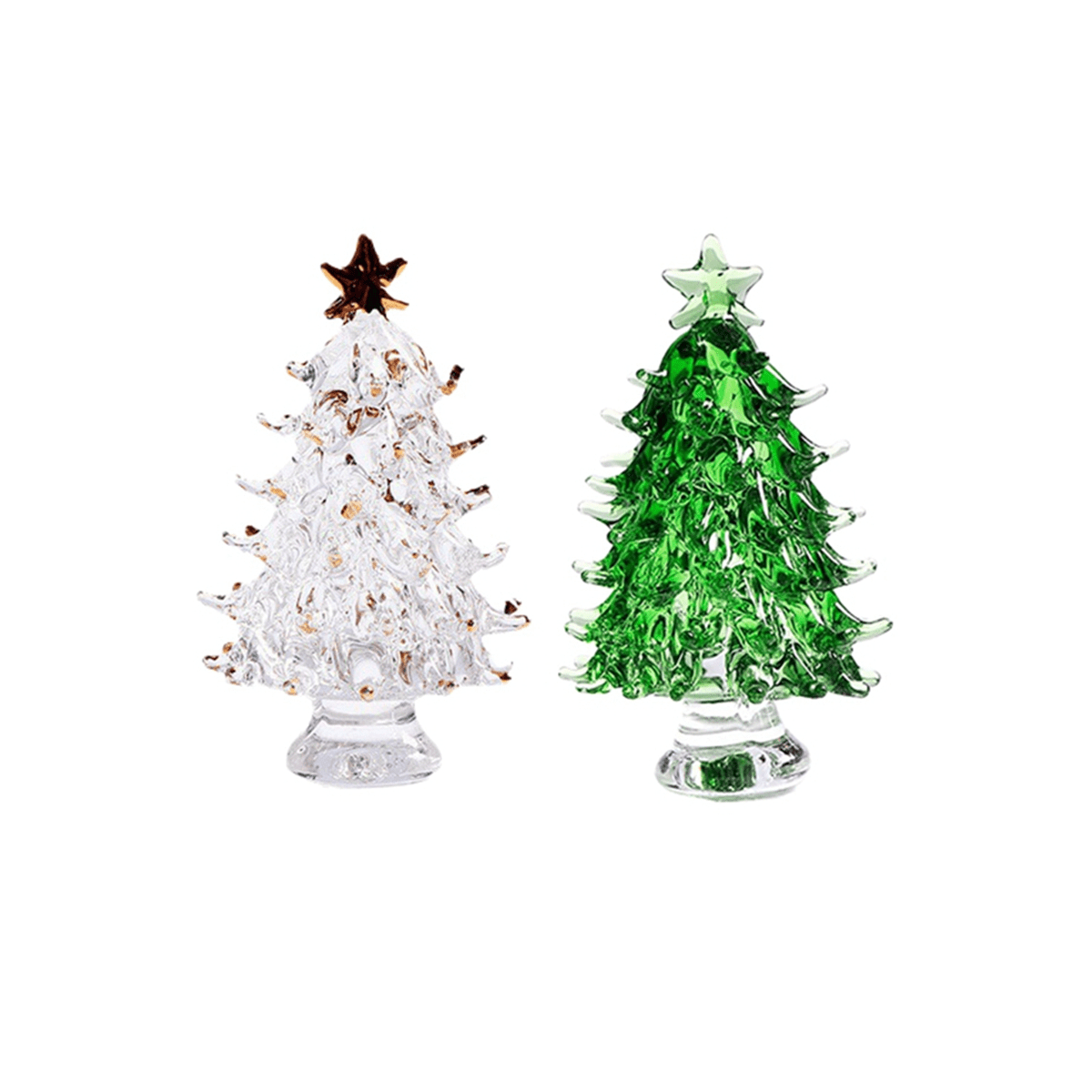 2Pcs Crystal Christmas Trees Fireplace Mantel Decor Desk Topper