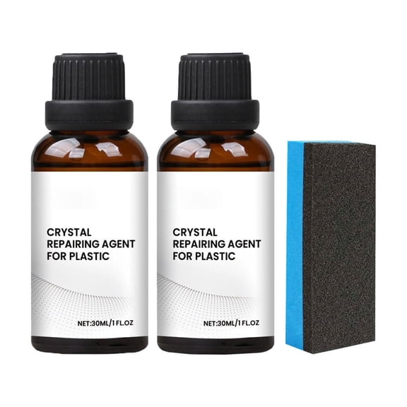 2Pcs Crystal Coating for Car Plastic Parts, Upgrade Refurbish Agent for Car Trim Restore, Easy to Use Refresher, Great Gloss Protection, Long Duration Refurbish Agent with Spong