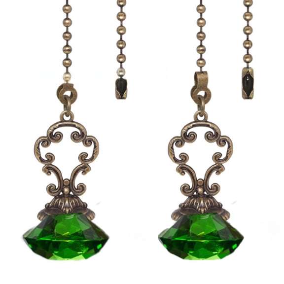 2Pcs Crystal Fan Pull Diamond Drop Vintage Pull Chain Ceiling Pull Chain Extender with Connector