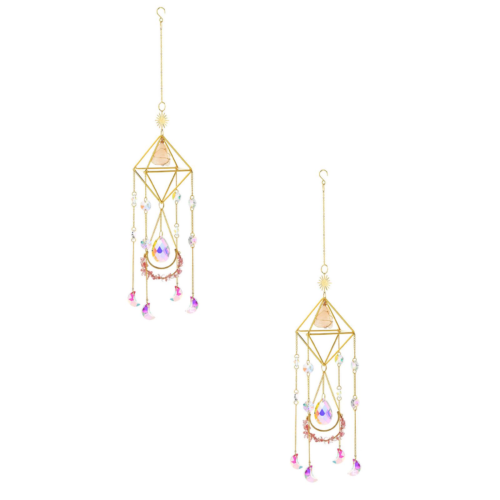 2Pcs Crystal Mobile Suncatcher Crystal Suncatchers Hanging Wind Chime