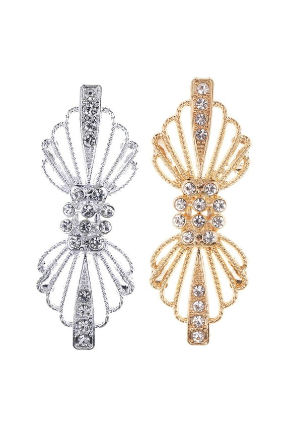 2Pcs Crystal Rhinestone Cape Or Fashion Decorative Hooks And Eyes Cardigan Clip Sweater Shawl Fastener Clip for Women And Girls