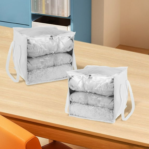 2Pcs Cube Storage Bins with Handle Clear Toy Storage Bins Large Capacity Storage Cube Tote Multifunctional Toy Organizer Bins Toy Storage Cube for Blocks Clothes Toys Dolls