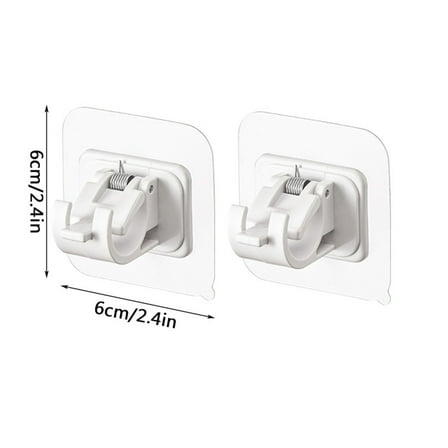 2Pcs Curtain Rod Hook Without Punching Hanging Rod Bracket, Self Adhesive Curtain Rod Hooks Nail Free Adjustable Curtain Hangers, Household Wall Adhesive Bracket Clip-door Curtain Telescopic Rod Hook