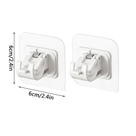 2Pcs Curtain Rod Hook Without Punching Hanging Rod Bracket, Self Adhesive Curtain Rod Hooks Nail Free Adjustable Curtain Hangers, Household Wall Adhesive Bracket Clip-door Curtain Telescopic Rod Hook
