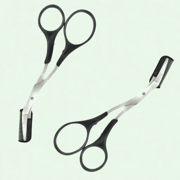2Pcs Curved Eyebrow Trimmer - Beveled Eyelash Scissors for Men and Women