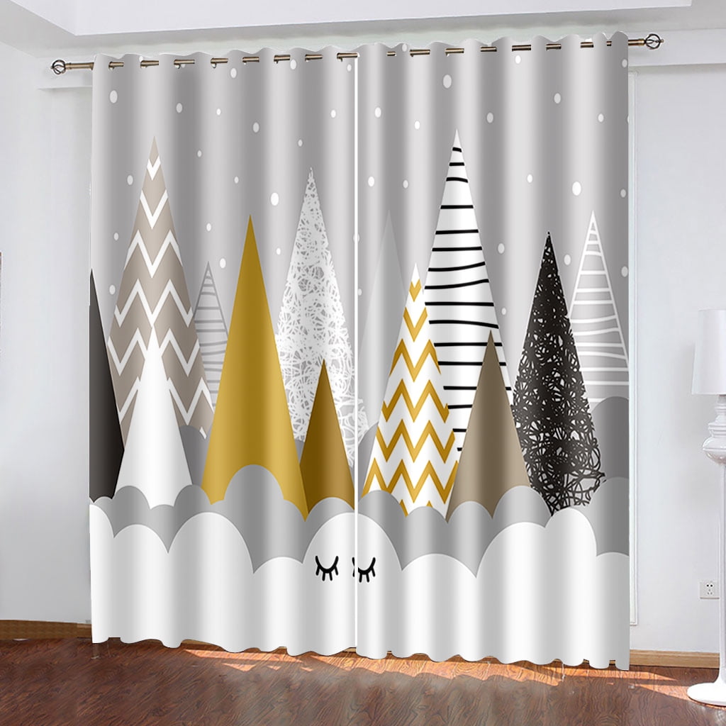 2Pcs Customized Animated Cartoon Small Fresh 3D Printing Curtains