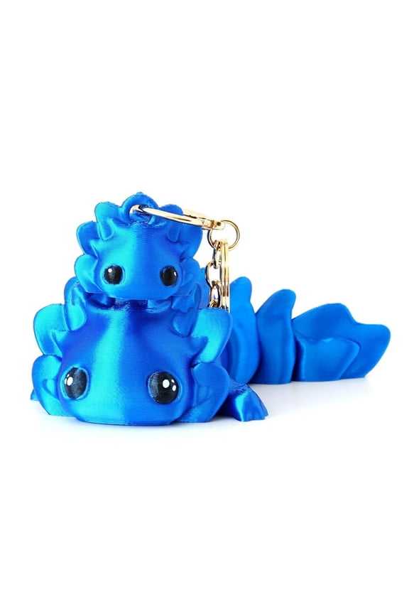 2Pcs Cute Axolotl Tadpole Fidget, 3D Printed Articulating with Keychain Flexible Collectible Set