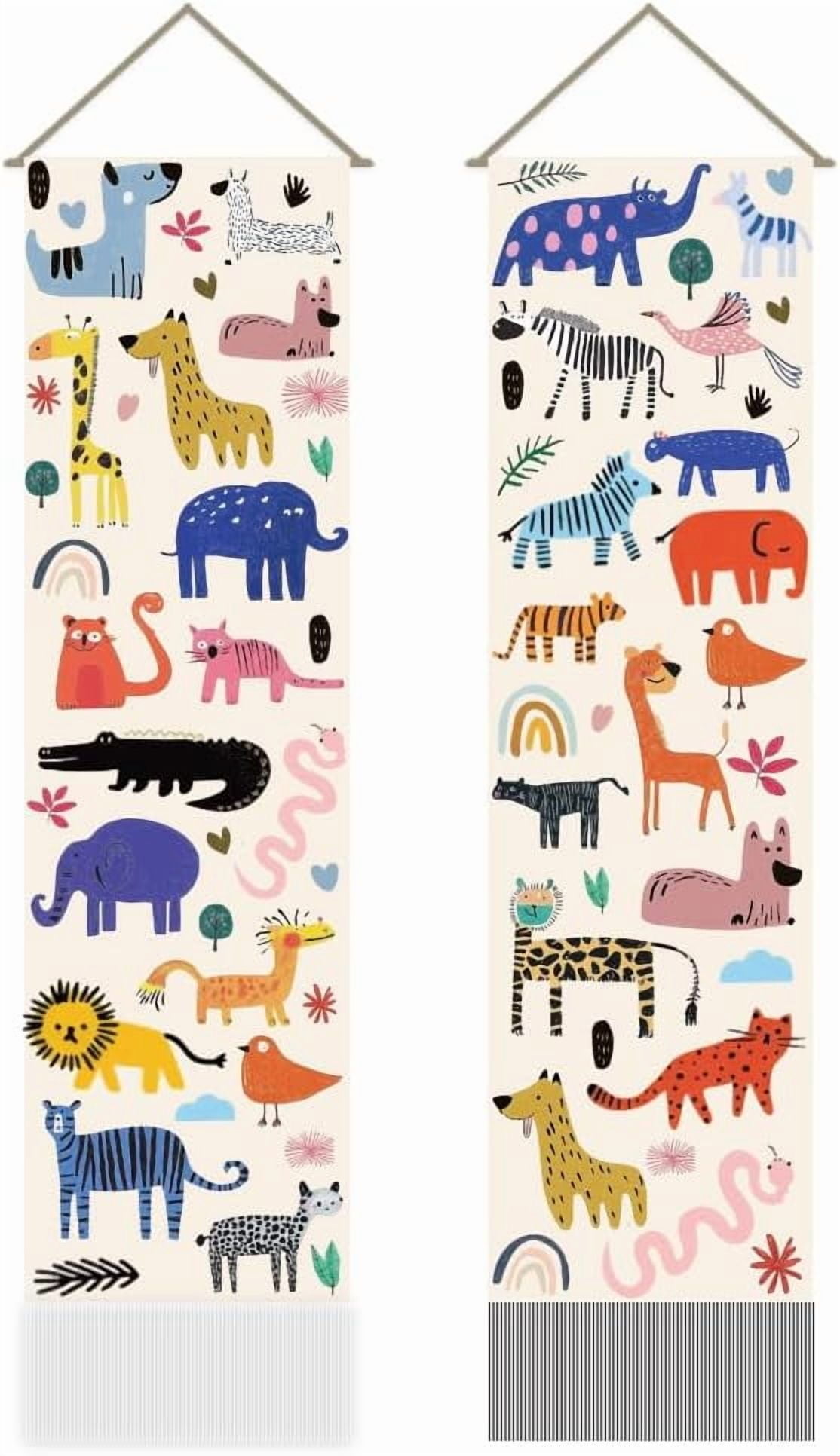 2Pcs Cute Boho Zoo Animal Tapestry Cartoon Animal Vertical Wall Hanging 2Pcs Cute Boho Zoo Animal Tapestry Cartoon Animal Vertical Wall Hanging