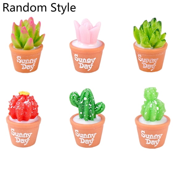 2Pcs Cute Cactus Resin Miniature Micro Landscape DIY Succulent Plants Decor by Mightlink