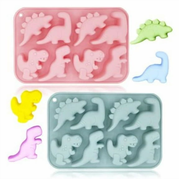 2Pcs Cute Dinosaur Silicone Molds 3D Mould Tray Diy Baking Tool For Chocolate