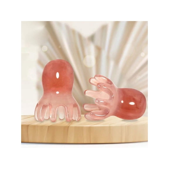 2Pcs Cute Octopus Head Scalp Massager, 8-Tentacles Manual Massage Comb, Gua Sha Facial & Body Relaxation Tool, Portable Spa Massager Gift(Pink)