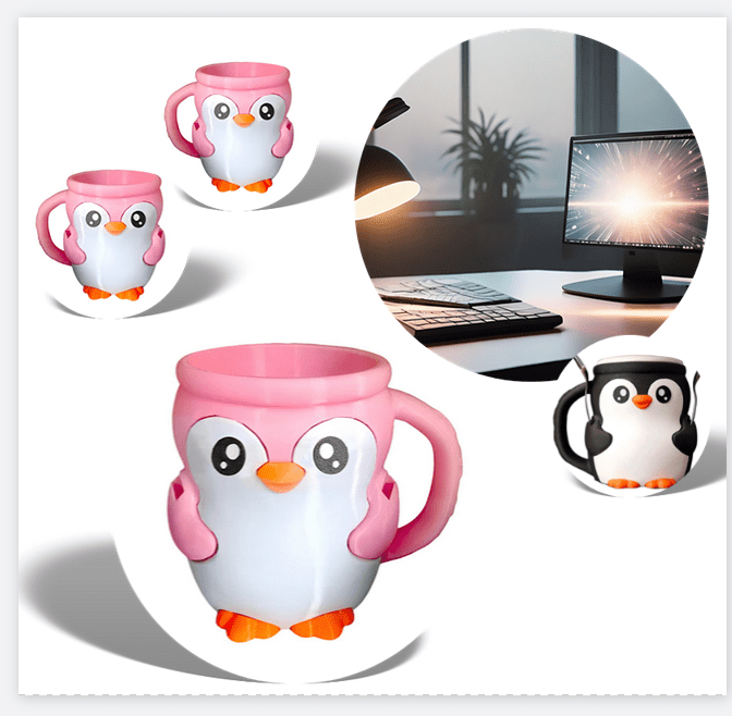 Cute Penguin Ice Cream Pint Holder, Ice Cream Pint Containers With 2Pcs