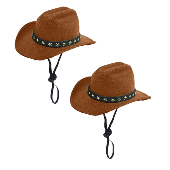 2Pcs Cute Pet Hat Cowboy Hat Cat Cowboy Hat Carnival Halloween Western Party Role Playing Cat Party Polyester Cute Adjustable