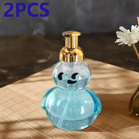 2Pcs Cute Snowman Foam Pump Bottle, Clear PET Leak-Proof Foam Dispenser for Shampoo, Body Wash & Hand Soap