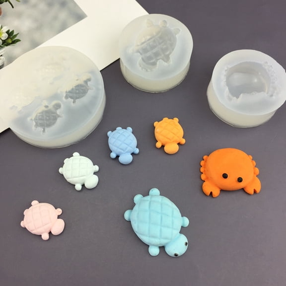 2Pcs Cute Turtle Crab Mold Food-Grade Silicone Mold Chocolate Resin Soap Mold Easy-Release Reusable Baking Mold for Cake Decor Decompression Toy