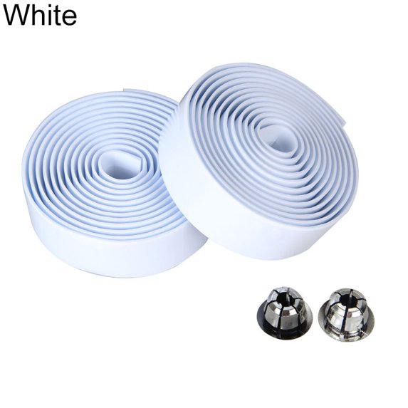 2Pcs Cycling Road Bike Sports Bicycle Handlebar Rubber Tape Wrap with 2 Bar Plug