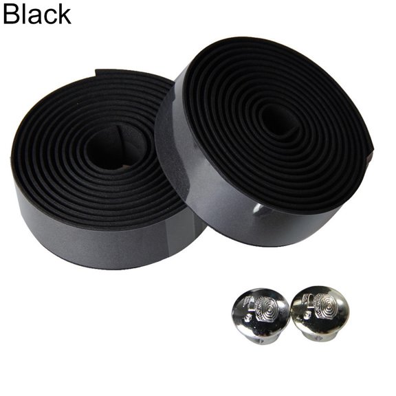 2Pcs Cycling Road Bike Sports Bicycle Handlebar Rubber Tape Wrap with 2 Bar Plug