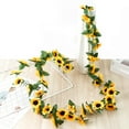 thumbnail image 1 of 2Pcs Cyenie 8.2Ft Artificial Sunflower Garland Vine Silk Sunflower, with Green Leaves for Home Kitchen Wedding Arch Decor,Yellow, 1 of 3