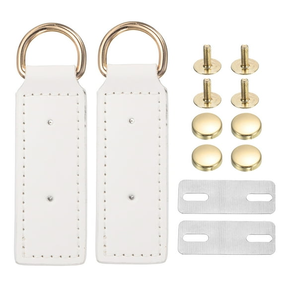 2Pcs D Ring Buckle with Screws, Leather Purse Clasp for DIY Bag, White