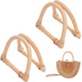 thumbnail image 1 of 2Pcs D-Shaped Rattan Purse Handles Handmade Bag Handbags Purse Decorative Handle Replacement Tool, 1 of 6