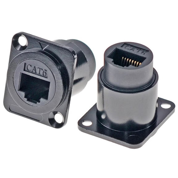 2Pcs D-Type RJ45 Panel Mount Connector, Cat6 Female To Female Through Socket Coupler With Gold-Plated Pins For Gigabit Network, Home And Industrial Automation Systems(Black)