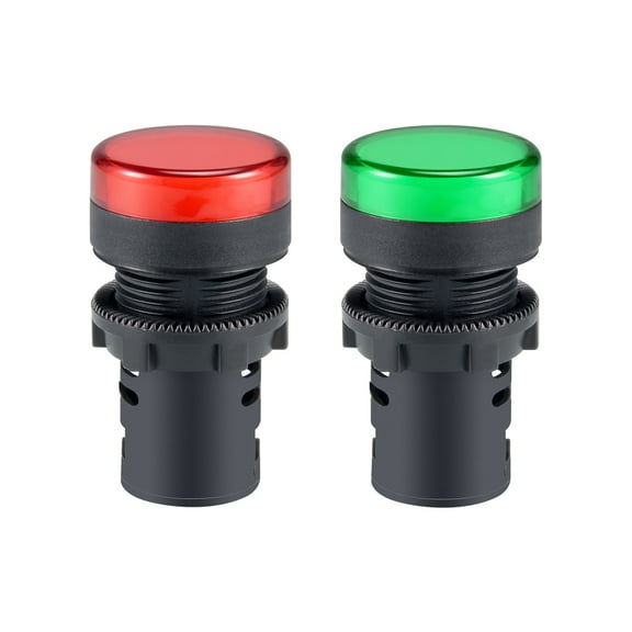 2Pcs /DC 110V Indicator Lights, Red+Green , Flush Panel Mount 7/8" 22mm