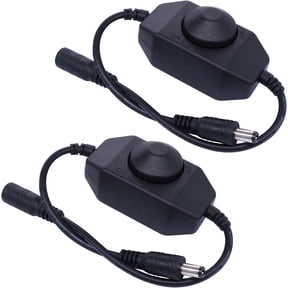 2Pcs DC12V-24V LED Strip Lights Dimmer Switch PWM Rotary Dimmer Controller Inline Dimmer Switch for LED String Lights Christmas Lights Black K-018-BK