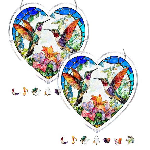 2Pcs DIY Acrylic Puzzle Window – & Theme – Create A Dreamy Light And Shadow For Your Home (20cm/7.4inch) Hangs