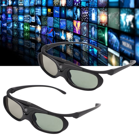 2Pcs DLP Link 3D Glasses, 144Hz Active Shutter 3D Glasses, LCD Lens 3D Glasses Compatible With All 3D DLP Projectors, 3D Viewing Glasses