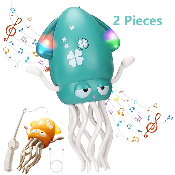 2 Pieces Dancing Squid-Electronic Auto-avoid Squid Toy with Lights & Music for Kids Ages 3+