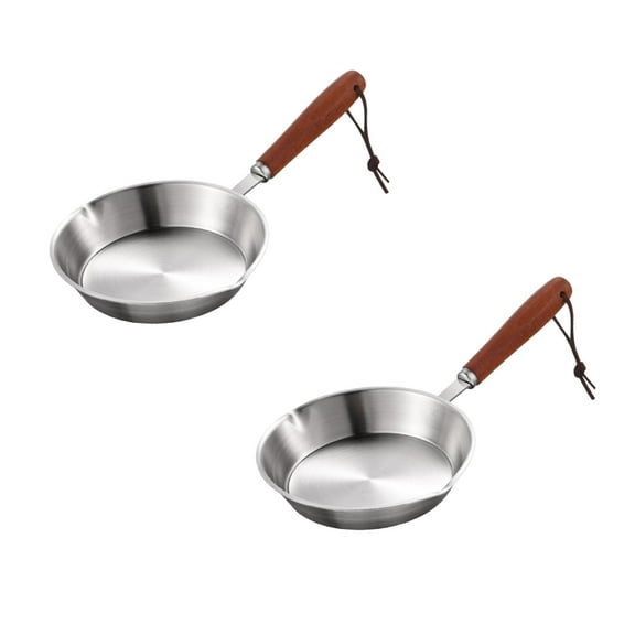 2Pcs Deal Countdown! Mini Stainless Steel Frying Pan Skillet Non Stick Egg Pan Cooktops Induction Cooking Pan Cooking Utensils Practical Home Decor 5.0" X 4.7" X 1.0"