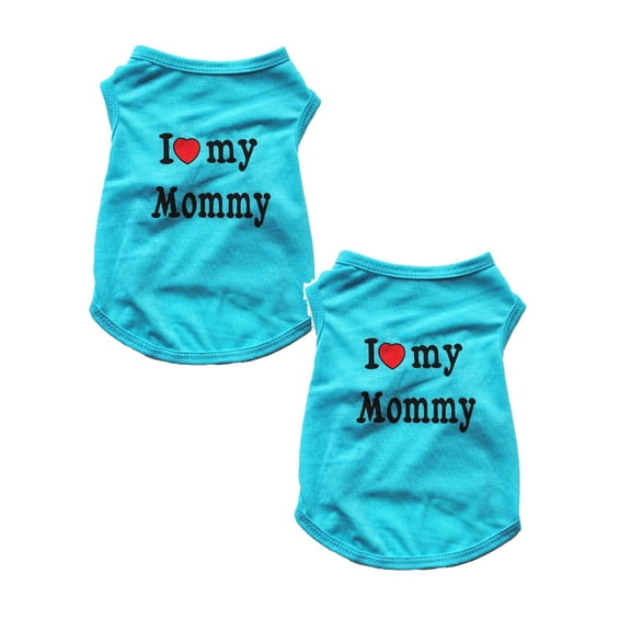 2Pcs Deal Countdown! My Daddy Mommy Small Dog Puppy Pet Cotton Clothes Sleeveless Vest Blue 2026!