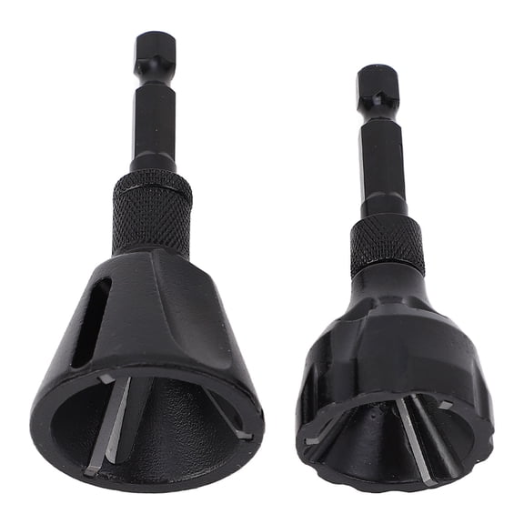 2Pcs Deburring Chamfer Tool Tungsten Steel 3 Flute 1/4in / 6.35mm Hex Shank Screw Burr Removal Drill Bit Remover 1/8-4/5in / 3-20mm & 1/5-1in / 5-25mm For Metal Wood Repair