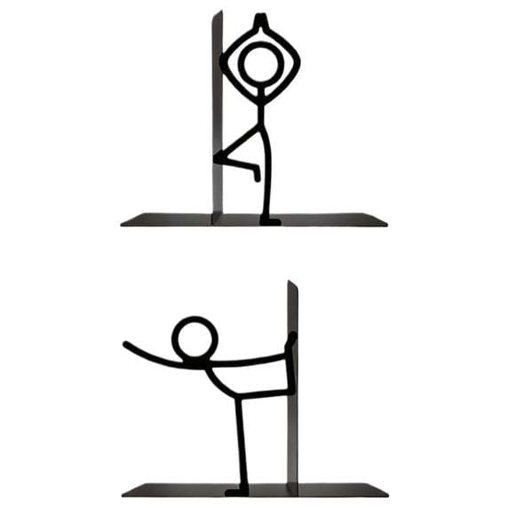 2Pcs Decorative Bookend with Stick Figure, Metal Stickman Bookend, Decorative Book Support for Office School Library and Book Lover Decor