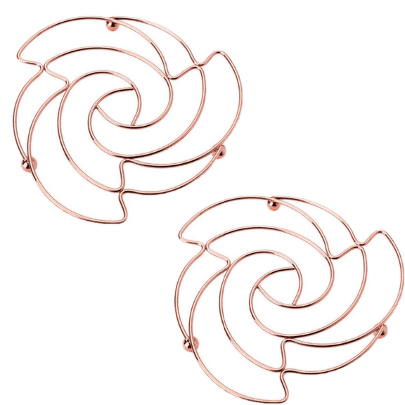 2Pcs Decorative Kitchen Trivet Heat Resistant Pads for Kitchen Counter Pots 7inch Metal Trivets for Hot Pots and Pans Stainless Steel Cooling Rack Cookware Trivet Holder Stand(Rose Gold)