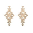 2Pcs Decorative Wood Appliques, OIF8 Carved Wooden Onlays Furniture