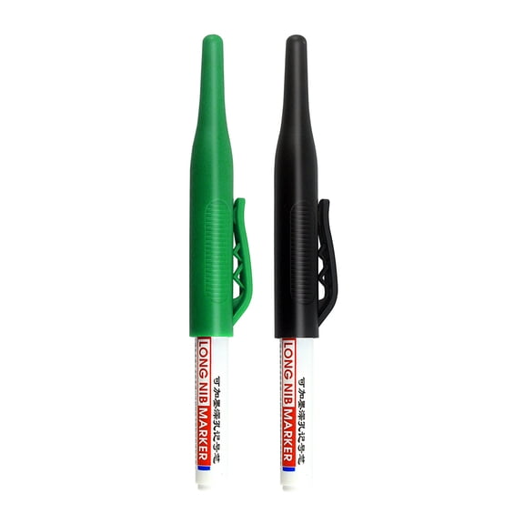 2Pcs Deep Hole Marker Pen 30mm Long Nib Marker Carpenter Marker Waterproof Drill Hole Marker Woodworking Tools