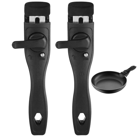 2 Pcs Detachable Pan Handle, Black Plastic Removable Handle with Heat Insulation, Universal Replacement for Frying Pans, Pots & Skillets, 7.5 x 1.6 in