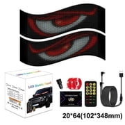 2Pcs Devil Eyes LED Display for Car Windshield, 20 64 Pixel 4.02 in 13.70 in Programmable LED Sign, Smart App & Remote Controlled Flexible Full Color LED Matrix Panel
