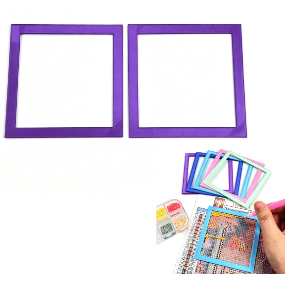 2Pcs Diamond Art Positioning Frame, 3D Printed Diamond Art Painting Alignment Tool & Straight Edge Ruler, Lightweight Auxiliary Frames for Large & High-Density Canvas Areas(RL Purple)