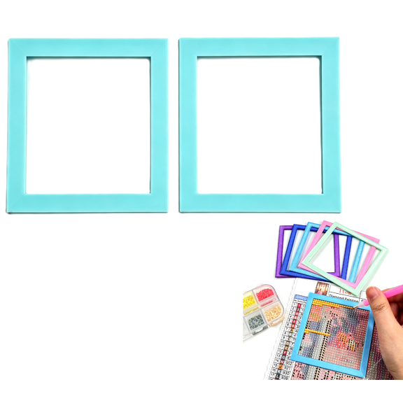 2Pcs Diamond Art Positioning Frame, 3D Printed Diamond Art Painting Alignment Tool & Straight Edge Ruler, Lightweight Auxiliary Frames for Large & High-Density Canvas Areas(RL Blue)