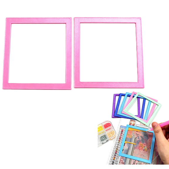 2Pcs Diamond Art Positioning Frame, 3D Printed Diamond Art Painting Alignment Tool & Straight Edge Ruler, Lightweight Auxiliary Frames for Large & High-Density Canvas Areas(RL Pink)