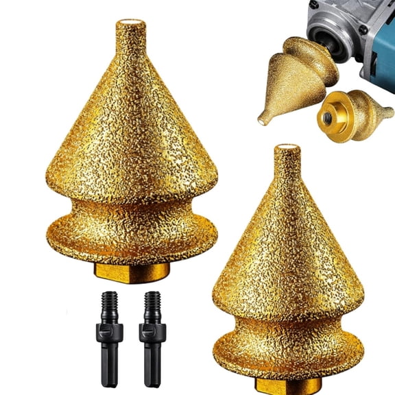2Pcs Diamond Drill Bits Chamfer Tool , M14 Brazed Cone Diamond Hole Saw with M10 Adapters for Tile Cutter, Right Angle Drill and Grinder(xxw)