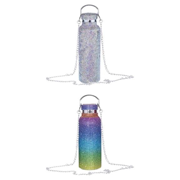 2Pcs Diamond Vacuum Cup 500ml/17oz Bling Rhinestone Drinking