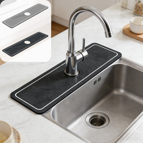 2Pcs Diatomaceous Earth Absorbent Mat under $5! Yrmaups Diatomaceous Earth Absorbent Mat for Kitchen Faucets, Sink Splatter Proof and Draining Mat, Bathroom Countertop Protector, Anti-slip Pad