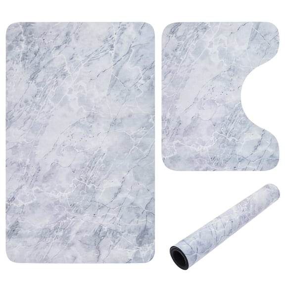 Diatomaceous Earth Bath Mat 2Pcs Set, Quick Dry Soft Stone Bathroom Rug with Non Slip Rubber Backing, Thin Floor Mat for Tub and Sink 